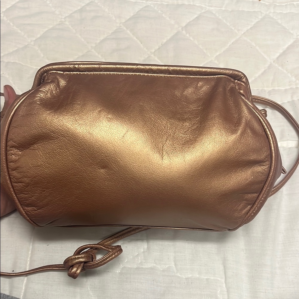 Gold Metallic Clutch with Wristlet